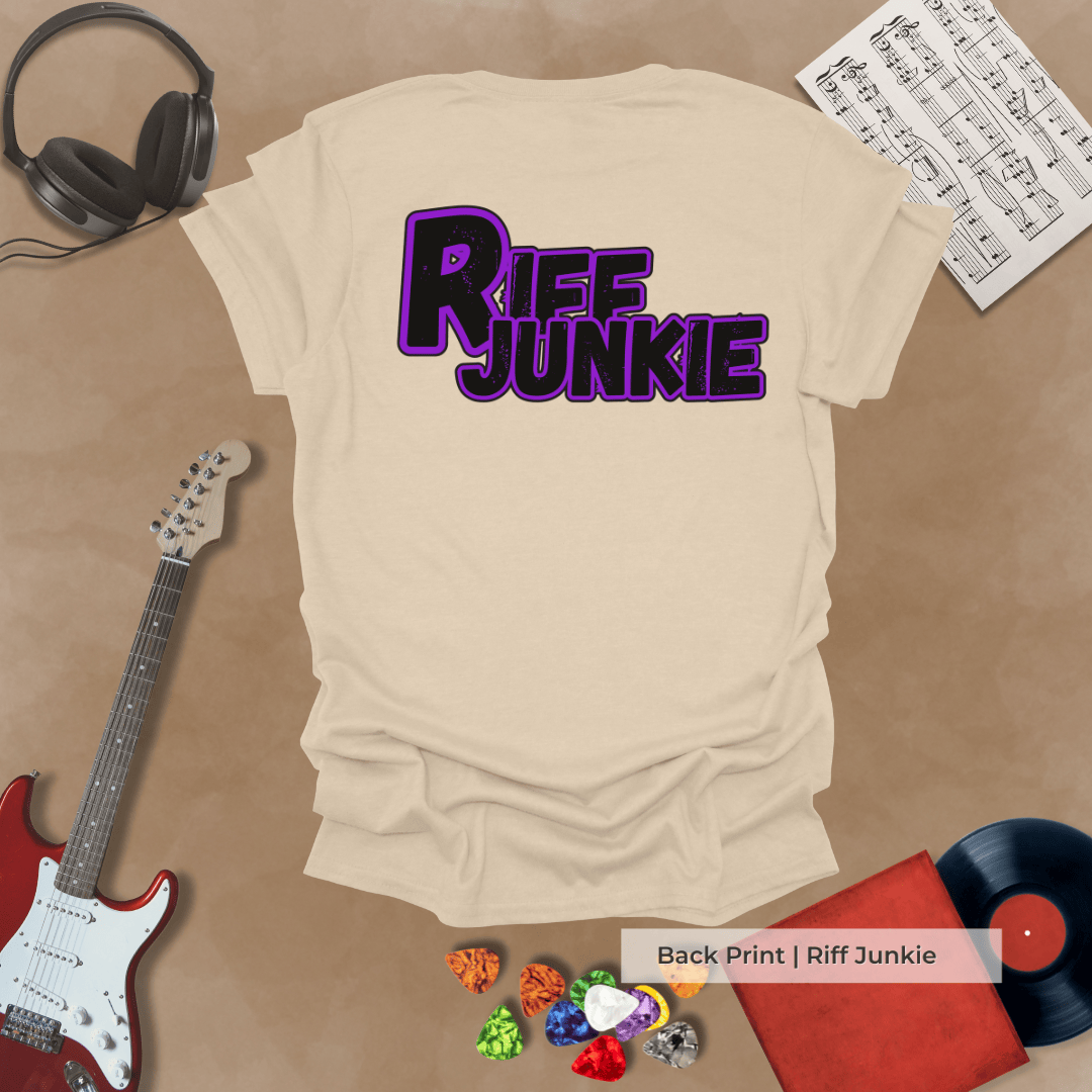 Boogie Man Stage Light Edition t-shirt featuring stage light Riff Junkie logo on back.