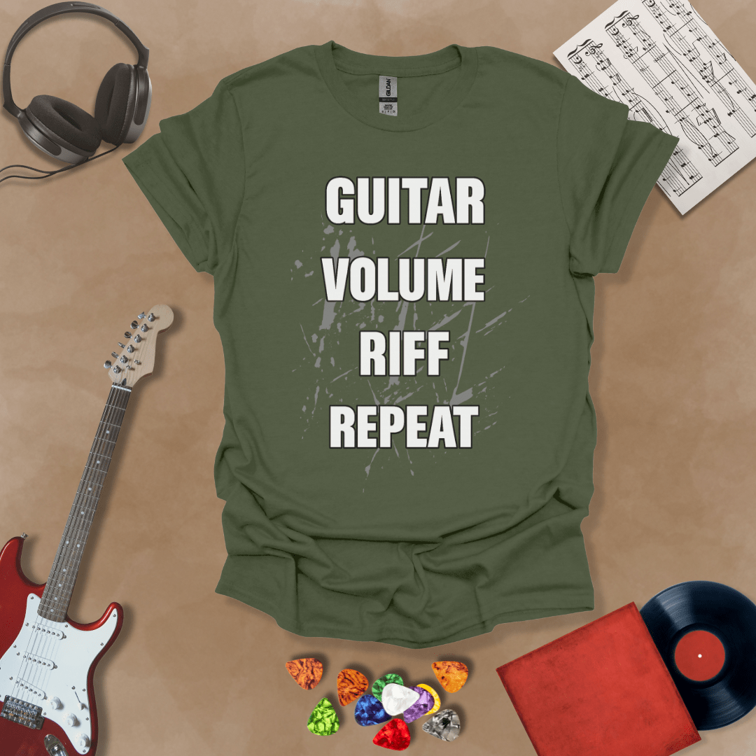 Guitar, Volume, Riff, Repeat - Unisex Softstyle T-Shirt