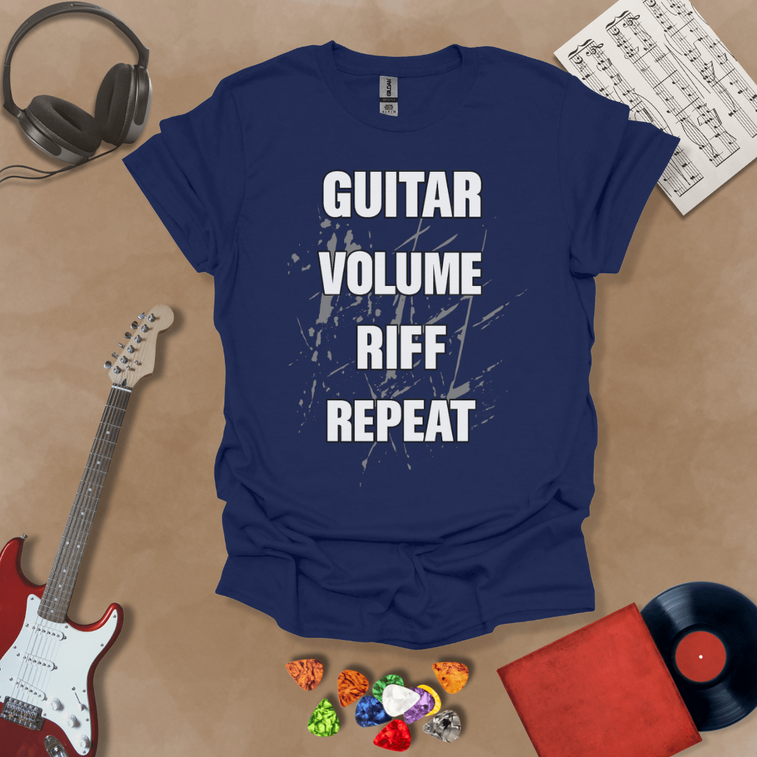 Guitar, Volume, Riff, Repeat - Unisex Softstyle T-Shirt