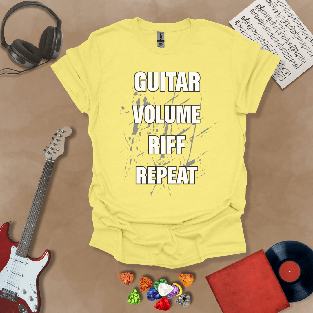 Guitar, Volume, Riff, Repeat - Unisex Softstyle T-Shirt