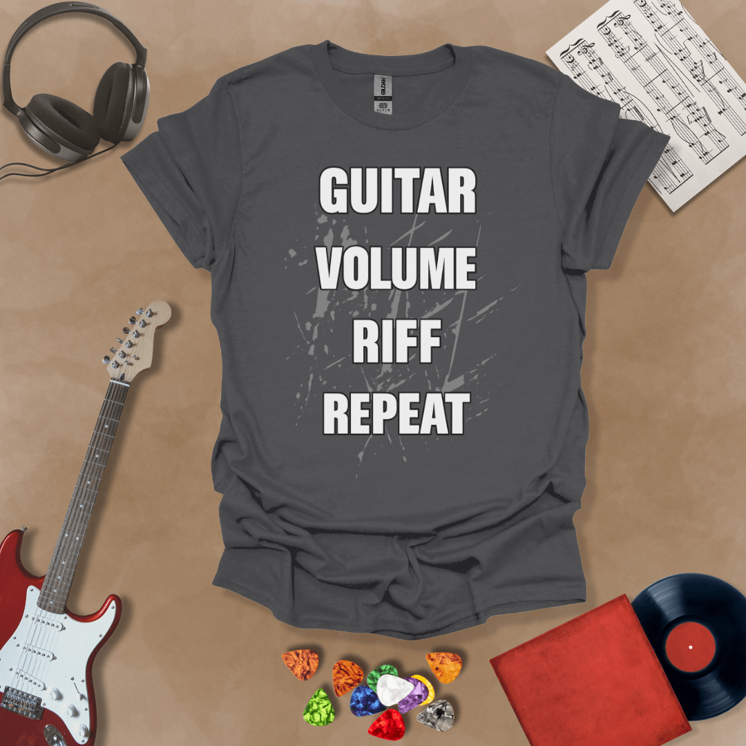 Guitar, Volume, Riff, Repeat - Unisex Softstyle T-Shirt