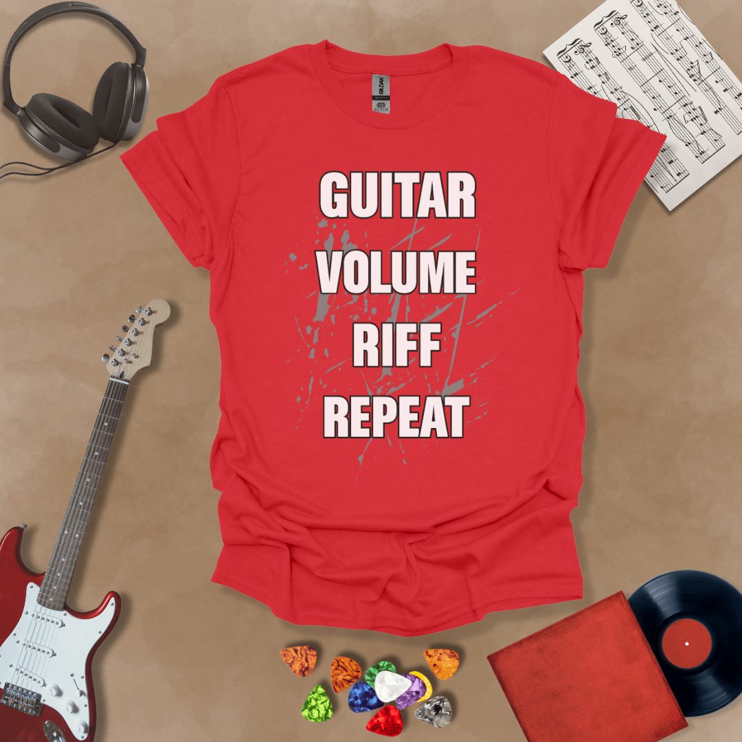 Guitar, Volume, Riff, Repeat - Unisex Softstyle T-Shirt