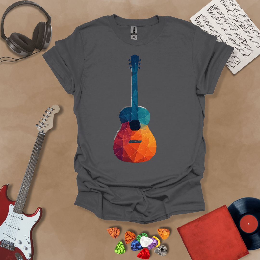 Vibrant Polygon Shapes Guitar Unisex Softstyle T-Shirt