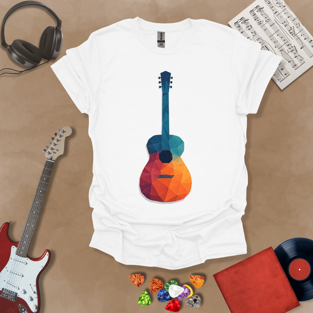 Vibrant Polygon Shapes Guitar Unisex Softstyle T-Shirt
