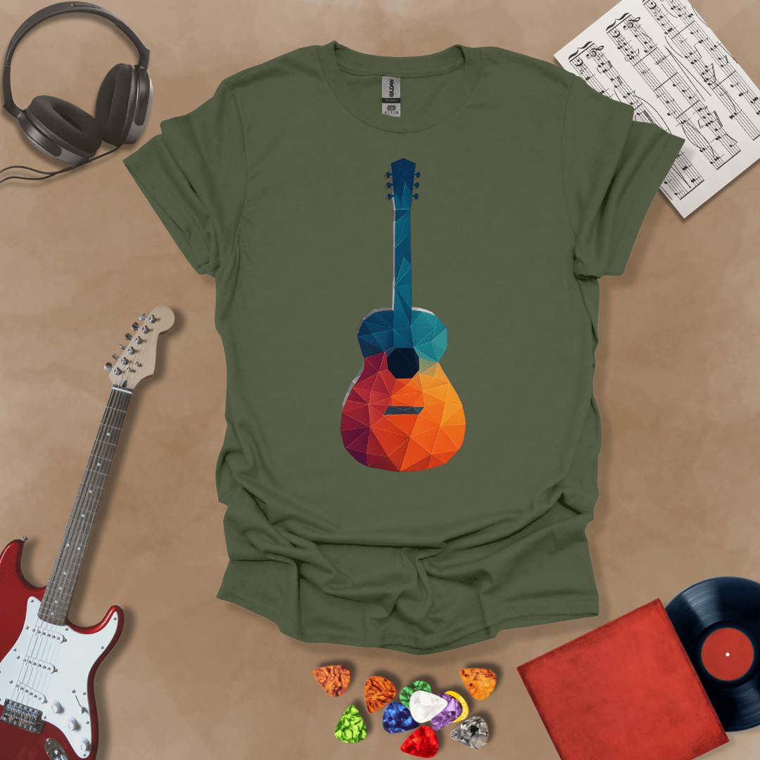 Vibrant Polygon Shapes Guitar Unisex Softstyle T-Shirt