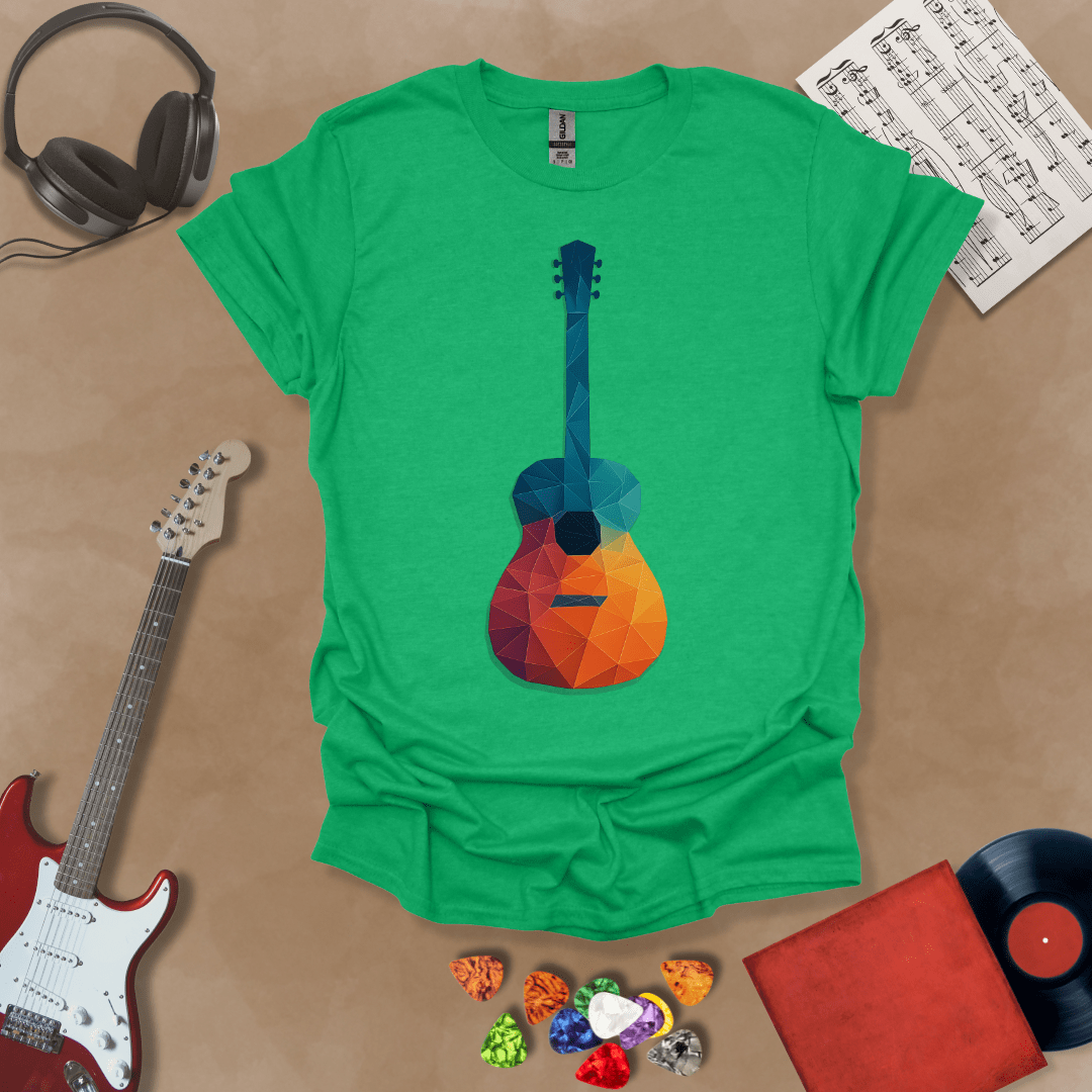Vibrant Polygon Shapes Guitar Unisex Softstyle T-Shirt